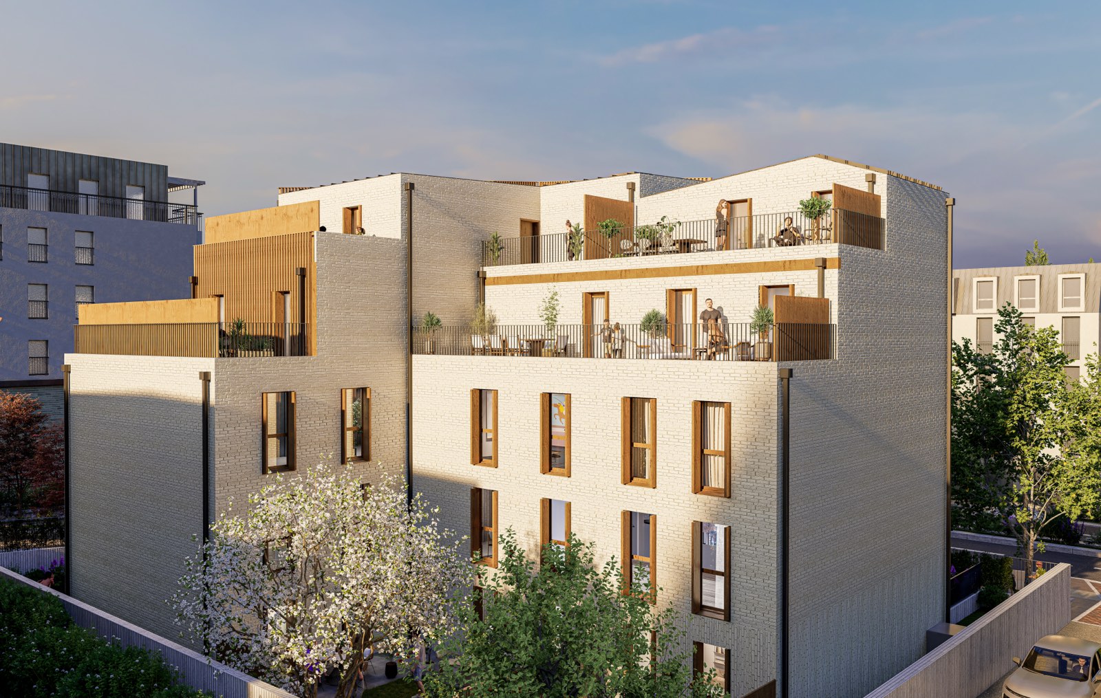 La résidence côté jardin — orientée sud-ouest, vers le Parc de Sceaux